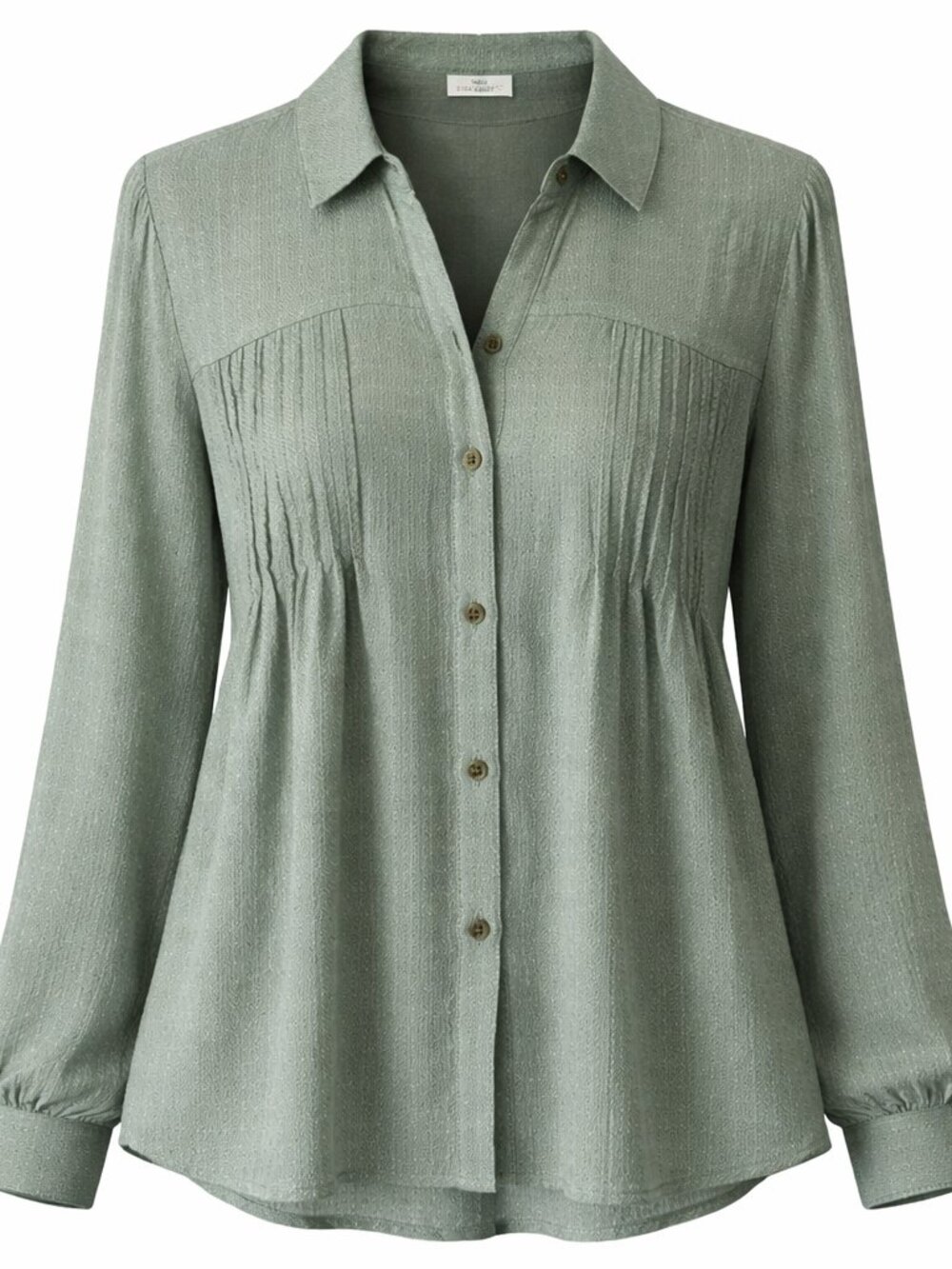 Hollister Women's Size Large Green Blouse Earth Tone Button-Up Collared Shirt
